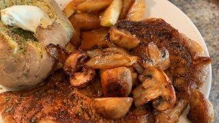 How to make a Steak dinner with onions mushrooms/ redwine sauce