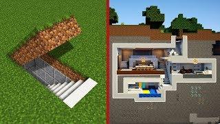 Minecraft: How to Build  Modern Secret Base Tutorial - (Hidden House)