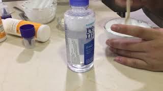 How to make slime easy ...ingredients  glue ,shaving gel ,baking soda and contact lens solution