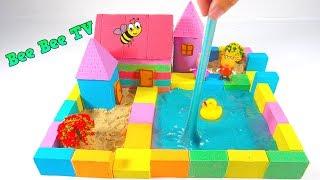 Kinetic Sand DIY How To Make Garden House Peppa Pig Toys And Learn Colors For Kids