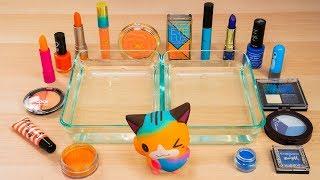 Mixing Makeup Eyeshadow Into Slime! Orange vs Blue #1 Satisfying Slime Video