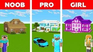 Minecraft NOOB vs PRO vs GIRL: HOUSE BUILD CHALLENGE in Minecraft / Funny Animation