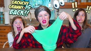 WE TEACH GROUCHY GRANNY HOW TO MAKE SLIME!! 24 HRS IN OUR HOUSE!