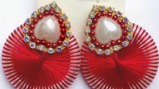 How to make Earrings using Silk Thread at Home | Tutorial