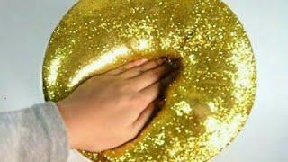 How To Make Slime : Fluffy Gold glitter Slime