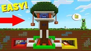 Minecraft Tutorial: How To Make A Modern Tree House With an Underground Base