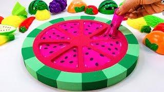 Learn Colors Rainbow Kinetic Sand Watermelon & How To Make Slime With Nursery Rhymes For Kids
