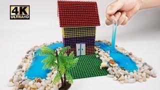 ASMR - How To Make  House in The Middle of The River with Magnetic Balls, Slime | Magnet World 4K