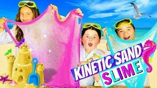 DIY GLITTER SLIME!  How to Make Kinetic Sand Slime with Sparkly Glitter!