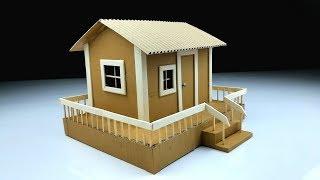 Cardboard Art and Craft Ideas | How to make a Beautiful House from cardboard with LED Light