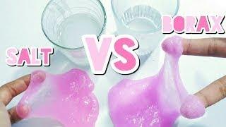 How to make slime WITH SALT VS WITH BORAX! Cara Membuat SLIME dengan GARAM vs dengan BOR