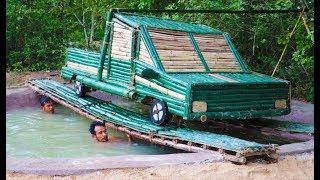 Make Mini Car House By Using Bamboo & Swimming Pool Under Bamboo Car