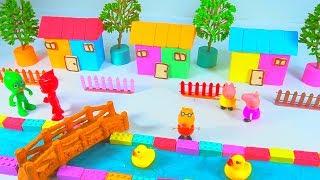 How To Make 3 House next the River with Kinetic Sand, Slime, Flower Tree, Pj masks Toys