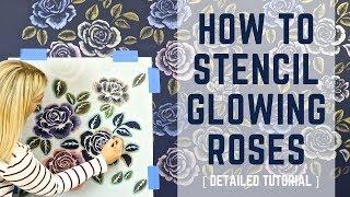 How To Stencil "Glowing" Rose Wallpaper With Metallic Paint