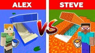 MINECRAFT - ALEX vs STEVE! UNDERLAVA SECRET BASE vs UNDERWATER EASY HOUSE / Minecraft Animation #2