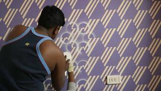 3d wall painting designs ideas with masking tape (Telugu)