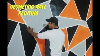 Painting a diy geometric wall design | Easy paint method