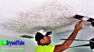 How to repair texture on a water damaged drywall ceiling step by step