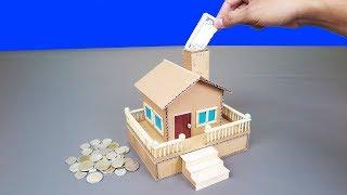 How To Make A Cute House Saving coin & Cash From Cardboard - Project for Kids