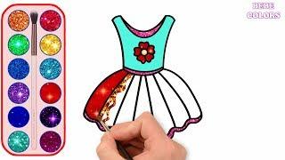 Coloring and Drawing a Rainbow Dress | How To Paint With Glitter for Toddlers