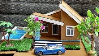 How to make Beautiful Mansion Villa House with Swimming Pool From Cardboard #80