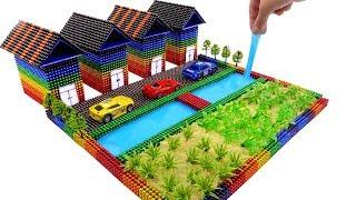 DIY How To Make Garden House Villa with Magnetic Balls, Car Toy, Model Tree