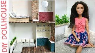 DIY miniature Dollhouse (easy craft) - bedroom, living room, kitchen, bathroom