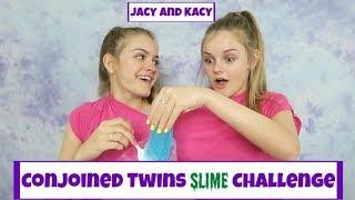 Conjoined Twins Slime Challenge ~ Making Slime with One Hand ~ Jacy and Kacy
