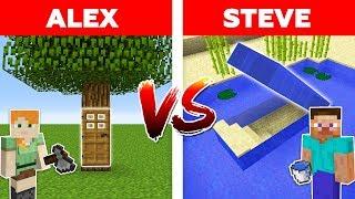 MINECRAFT - ALEX vs STEVE! UNDERWATER SECRET BASE vs HIDDEN TREE HOUSE / Minecraft Animation part 10