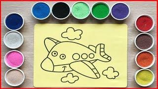 Đồ chơi trẻ em TÔ MÀU TRANH CÁT MÁY BAY MÀU ĐỎ - Colored sand painting airplane toy kids (Chim Xinh)