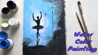 Painting of water color || Dancing Girl in moon light | Easy Craft | amazing painting