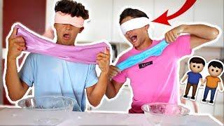 Blindfolded Slime Challenge with MY BOYFRIEND! (He cheated!?)