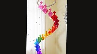 How to make paper Origami rainbow mobile.DIY Rainbow mobile /Craft to make with kids