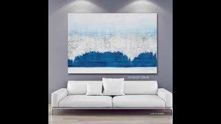 Ocean Blue Large Abstract Art Painting - Large Wall Hanging