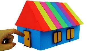 How To Make Easy Kinetic Sand Rainbow House Toys #w | Learn Colors with Mad Mattr Fun for Kids