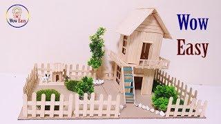 How to make a beautiful dream house easy from ice cream stick | Popsicle stick house craft diy