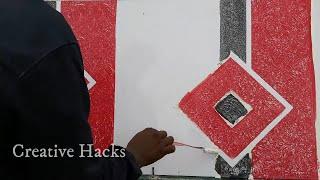 Easy Wall Paint Design using paper tape Technique  (telugu)
