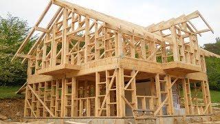 Amazing Fastest Wooden House Build Skills - Extreme Intelligent Log House Building Process