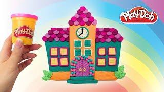 Learn Colors Play Doh. Making Colorful Doll's School. Play Doh House DIY for Kids