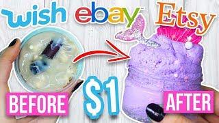 MYSTERY WHEEL OF SLIME MAKEOVER CHALLENGE *fixing $1 Wish slime $1 Amazon slime and $1 Etsy slime*
